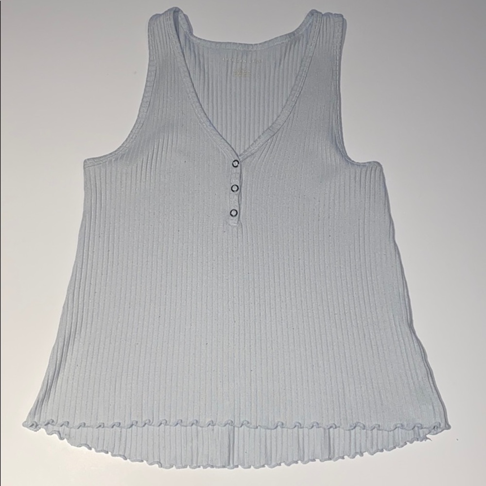 Woman's AEO Light Blue Button Tank Top S